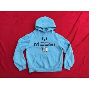 Messi Collection Hoodie Kids Size 8 Blue Good Pullover Soccer Graphic 10 Fleece